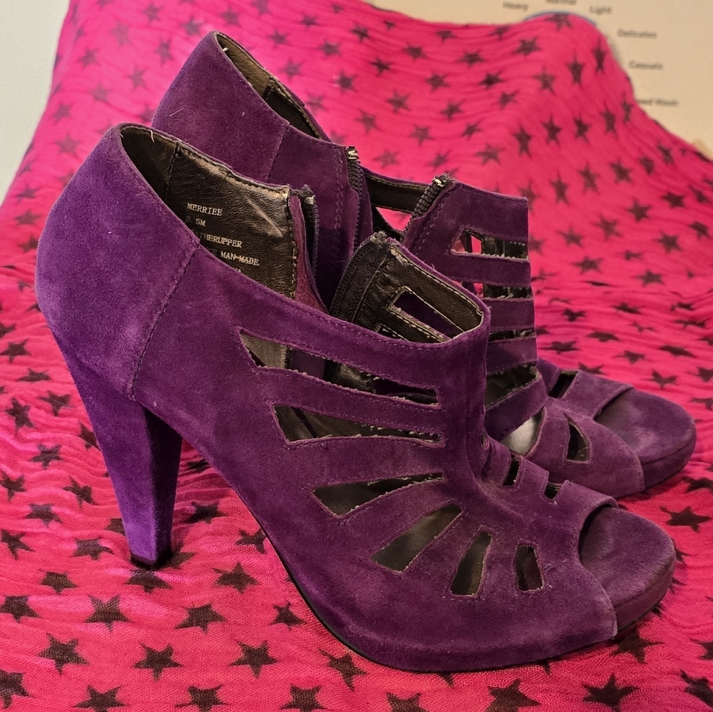 Purple Suede Steve Madden Cage Heels